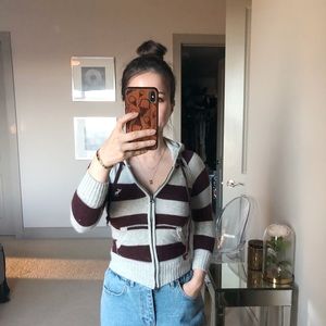 SOLD-Abercrombie and Fitch Crop Striped Hoodie